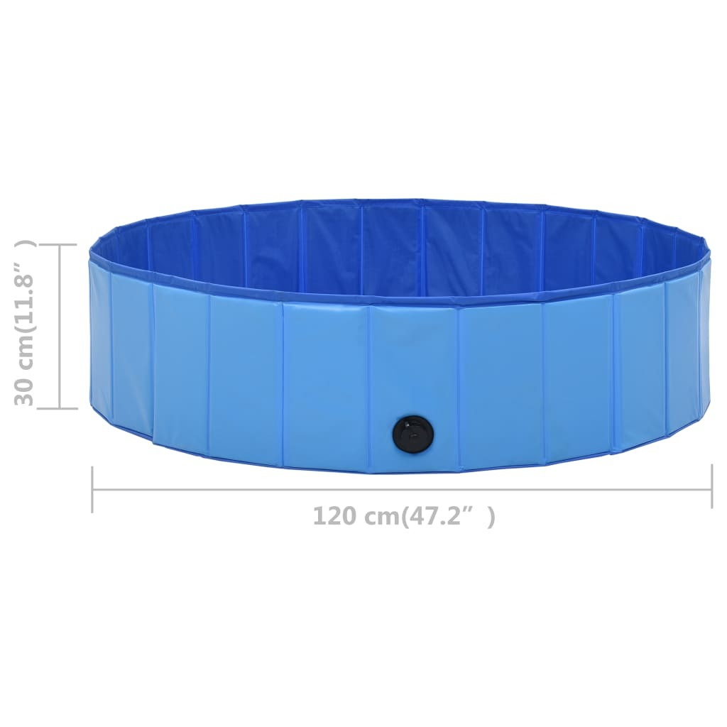 Foldable Dog Swimming Pool Blue 47.2"x11.8" PVC Doba